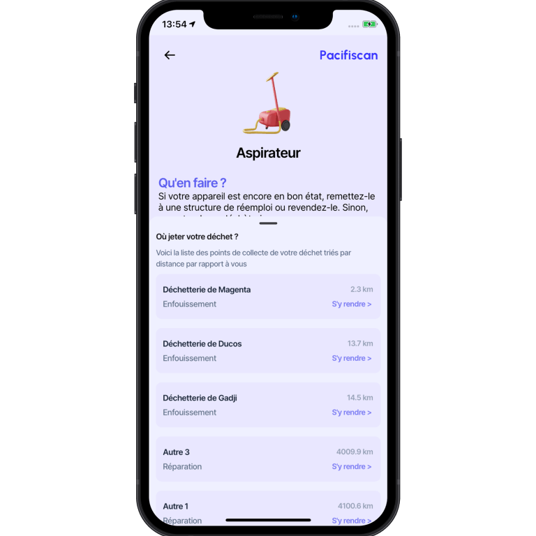 Géolocalisation dans l'application Pacifiscan
